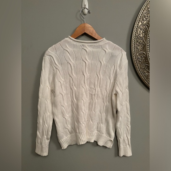 Polo by Ralph Lauren White Cable Knit Sweater - Picture 7 of 8